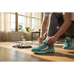 Nike Basketball Shoes Teal Purple Youth Size 6.5Y Good Condition